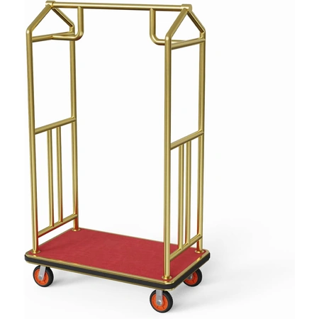 gold hotel luggage cart bellman cart with baffle guardrail.webp